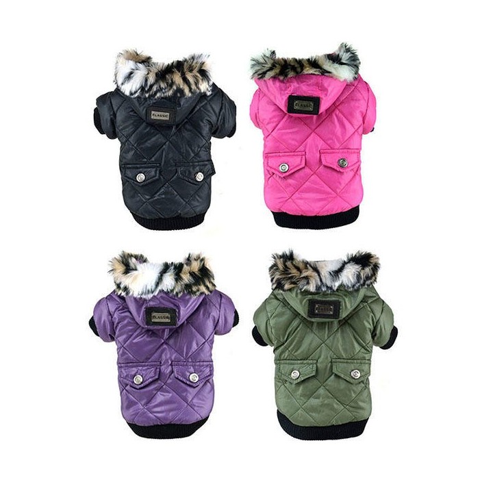 Niedliche warme Haustierkleidung mit Taschen und Kapuzenmänteln für Hunde und Welpen XS schwarz