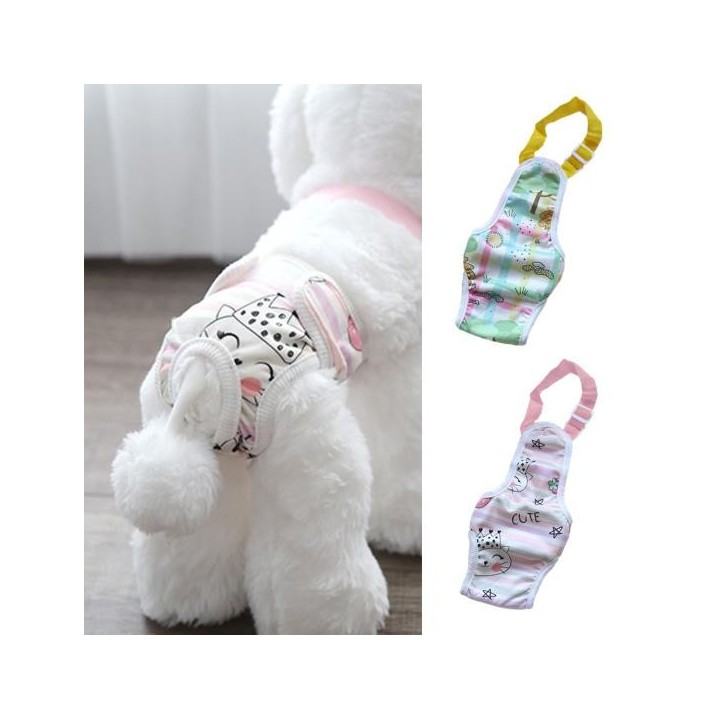 Haustier-Menstruationshose, Cartoon-Druck, Bauchstil, physiologische Haustierhose, weiche, atmungsaktive Hundewindeln, Heimti