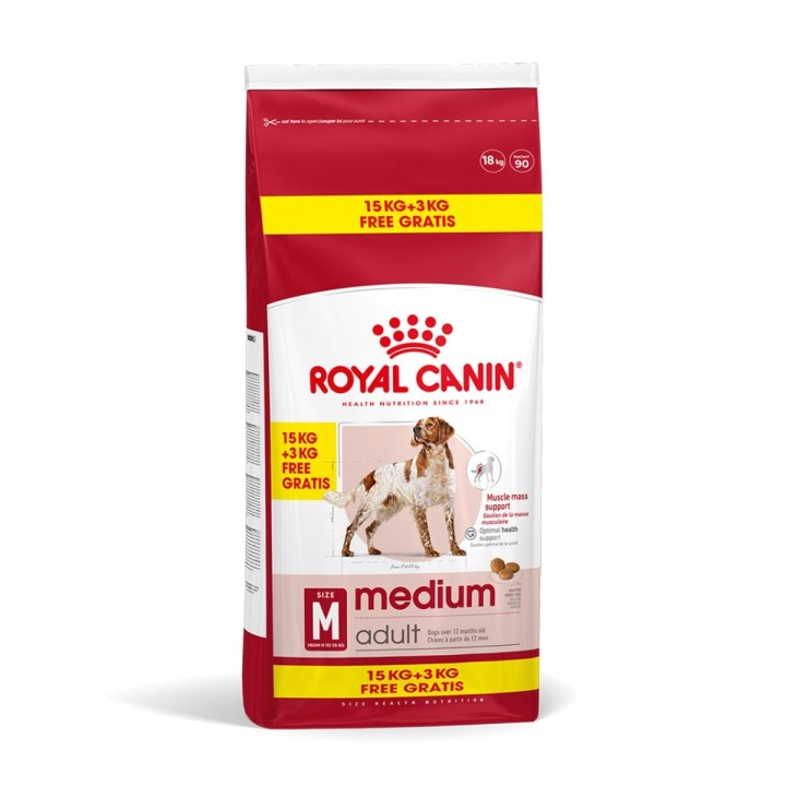 ROYAL CANIN MEDIUM Adult Trockenfutter für mittelgroße Hunde 15kg + 3kg