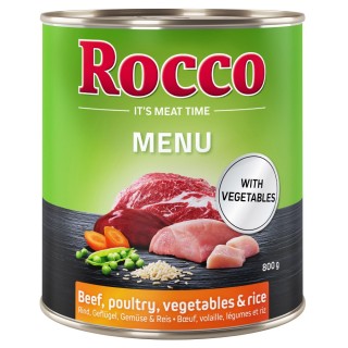 Top-Angebot Rocco Menü 24 x 400 g / 800 g  - 24 x 800g: Rind mit Geflügel, Gemüse & Reis