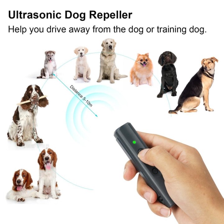Ultraschall-Hundevertreiber, wiederaufladbares USB-Hundeantriebsgerät, tragbares Hundetrainer-Antibellgerät schwarz