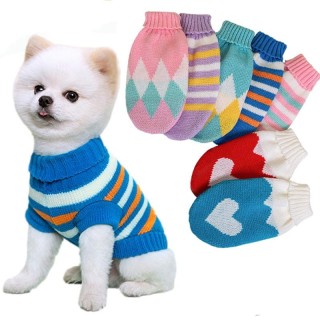 Haustier-Hundepullover, gestrickte Hundekleidung für kleine Hunde, Chihuahua, Yorkies, Welpenkleidung, Strickjacke, Mantel, H