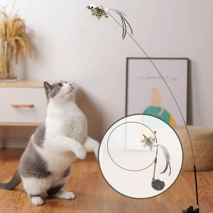 Simulation Vogel Interaktive Katze Spielzeug Lustige Feder Vogel Mit Glocke Katze Stick Spielzeug Für Kätzchen Spielen Teaser