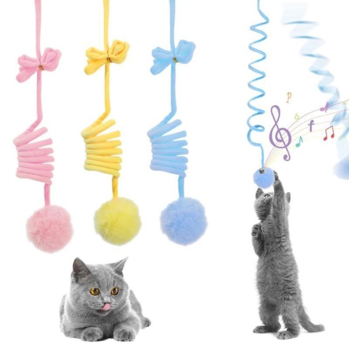Lustiges Kätzchen zum Aufhängen, interaktives Spielzeug, Haustier, Katze, Frühlingsball-Spielzeug 100*8cm blau