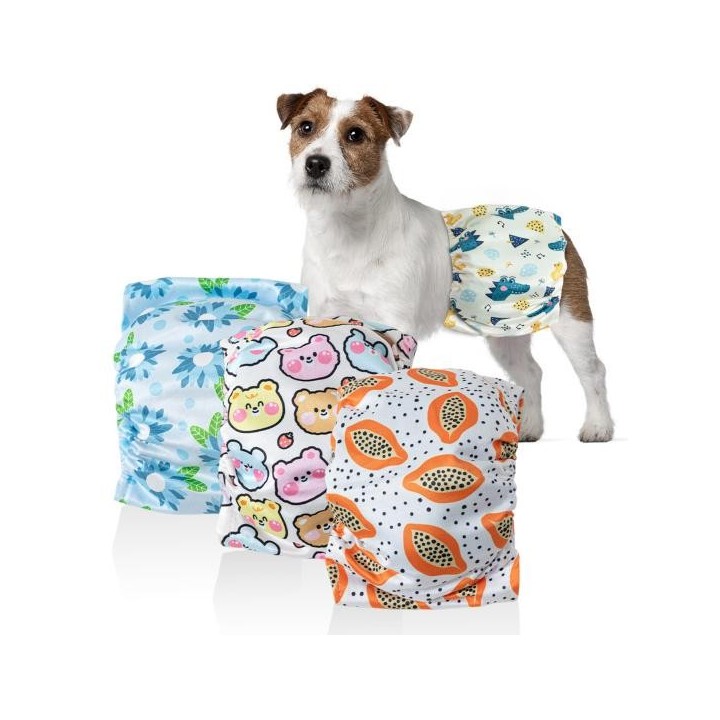 Wickelt saugfähig, wasserdicht, bequem, bedrucktes Muster, Befestigungsband, atmungsaktiv, physiologische Haustierhosen L