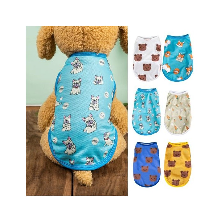 Haustierweste, Cartoon-Muster, bequem, atmungsaktiv, weich, schweißabsorbierend, zum Anziehen, schützt die Haut, schönes Haus