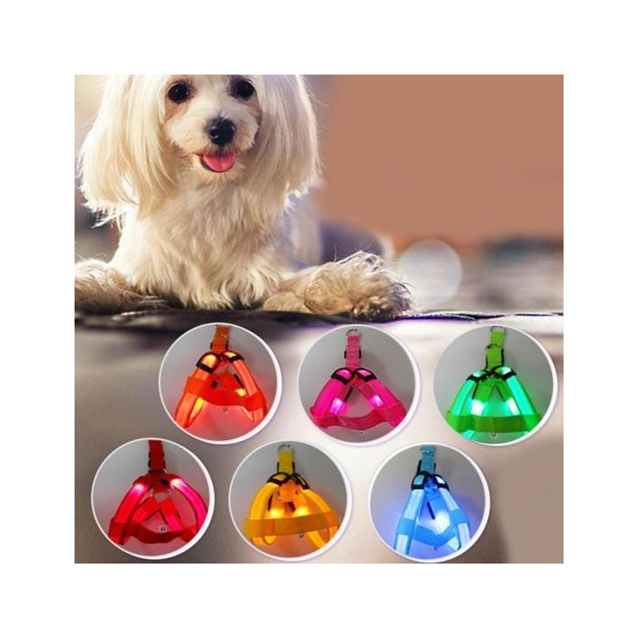 Hundegeschirr, superweiches, verschleißfestes Polyester, mittelgroßes Hundegeschirr mit LED-Trainingsweste S grün