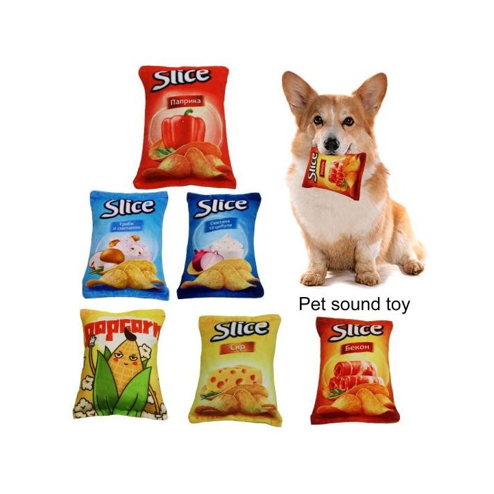 Hundequietschenspielzeug, weiches, integriertes Geräusch, bissfest, für Hunde, Chipsform, Molaren-Kauspielzeug, Heimtierbedar