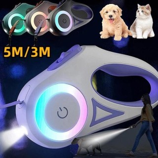 5M/3M Hundeleine, verstellbare Leine für Hunde, Haustierbedarf mit LED-Licht für kleine, mittelgroße und große Hunde, zum Spa