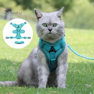 Katzengeschirr und Leine, reflektierende Streifen, Jacke, atmungsaktiv, verstellbare Weste, Geschirr, ausbruchsicher, leicht