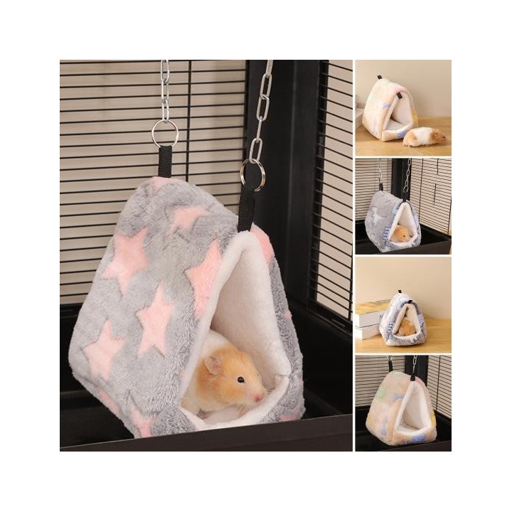 Hamsterkäfig Winterverdicktes Bett Superweiches winddichtes waschbares halbgeschlossenes Eichhörnchen-Mini-Igel-Plüschnest S