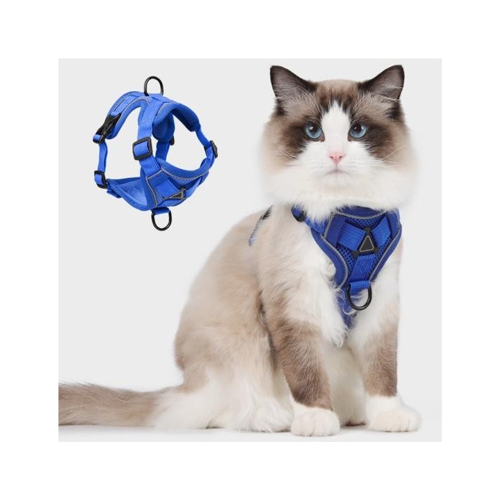 Katzengeschirr und Leine, reflektierende Streifen, Jacke, atmungsaktiv, verstellbare Weste, Geschirr, ausbruchsicher, leicht