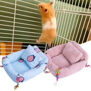 Hamsternest, flexibel, demontierbar, tragbar, sicher, Obstmuster, mehrfarbige Kette, Hamsterhängematte für Zuhause S rosa