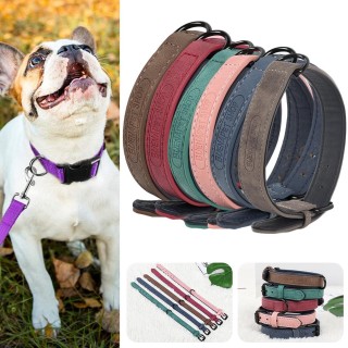 Gepolstertes Hundehalsband, breites Hundehalsband aus Leder, groß, für mittelgroße und große Hunde L kaffeebraun