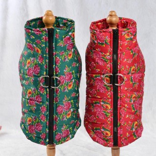 Winter-Hundekleidung für kleine Hunde, Kostüm, wasserdicht, für Welpen, Katzen, Nordosten, große Blumenjacke mit Leinenring,