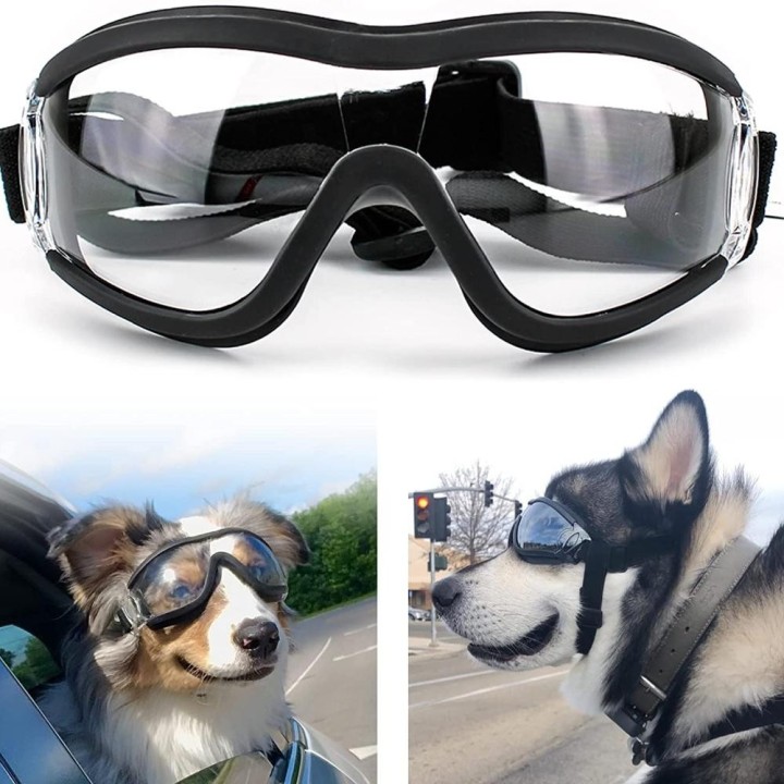 Hundesonnenbrille, Hundebrille, verstellbarer Riemen für Reisen, Skifahren und Antibeschlag-Hunde-Schneebrille, Haustierbrill