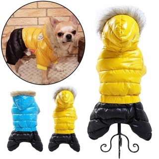 Winter-Hundekleidung, wasserdicht, weiches Fell, Kapuzenpullover für kleine, mittelgroße und große Hunde, Welpenmantel, Jacke