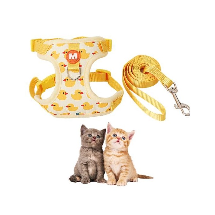 Haustier Weste Geschirr mit Leine Cartoon Gelbe Ente Step-in Verstellbare Schnalle Nein L