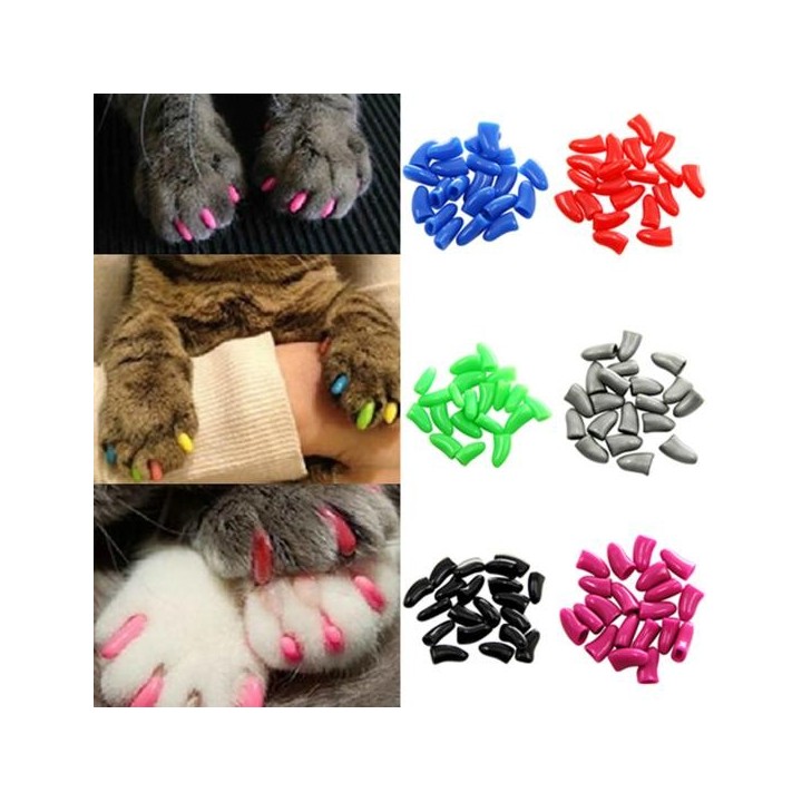 20 Stück bunte weiche Haustier-Hundekatzen-Kätzchenpfoten-Klauenkontroll-Nagelkappen-Abdeckung L grau