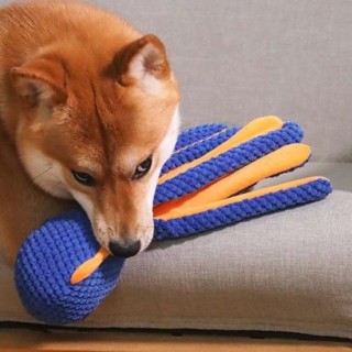 Quietschendes Hundespielzeug mit Cartoon-Oktopus, weich, bissfest und unterhaltsam für das Spielen im Innen- und Außenbereich