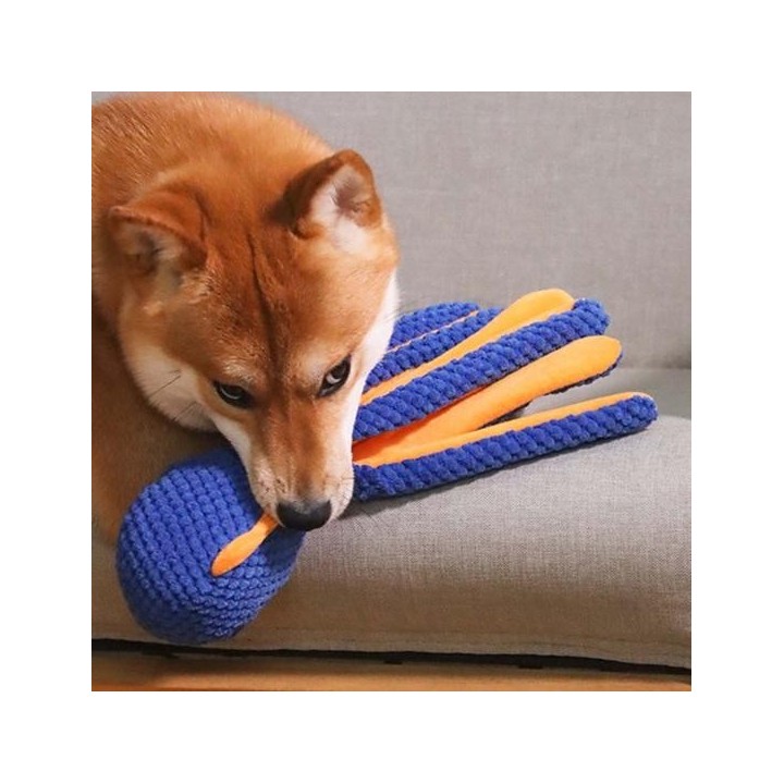 Quietschendes Hundespielzeug mit Cartoon-Oktopus, weich, bissfest und unterhaltsam für das Spielen im Innen- und Außenbereich