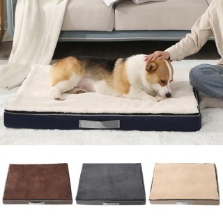 Hundebett, bissfest, abnehmbarer Bezug, rutschfeste Unterseite, Hundeschlafplatz für das Wohnzimmer L kaffeebraun