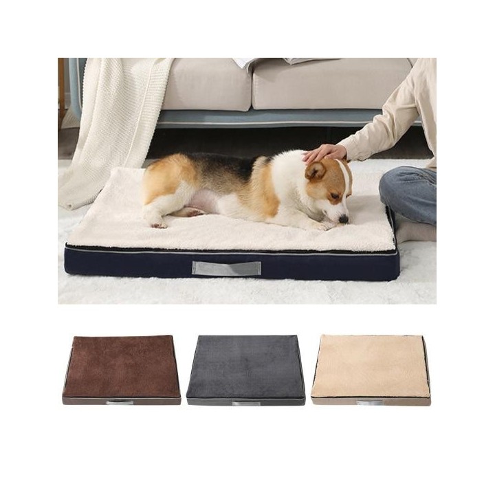 Hundebett, bissfest, abnehmbarer Bezug, rutschfeste Unterseite, Hundeschlafplatz für das Wohnzimmer L kaffeebraun