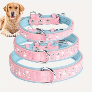 Verstellbares Hundehalsband aus mattiertem Wildleder mit toller Textur und künstlichen Diamanten für kleine und mittelgroße H