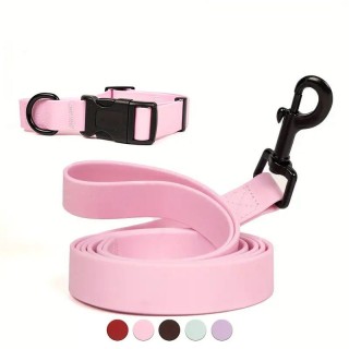 Hundehalsband und Leine Set, verstellbares Hundehalsband, wasserdichtes PVC-Hundeleine-Halsband für kleine, mittelgroße und g