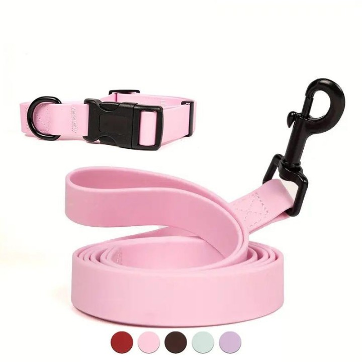Hundehalsband und Leine Set, verstellbares Hundehalsband, wasserdichtes PVC-Hundeleine-Halsband für kleine, mittelgroße und g