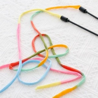 Katze Zauberstab Spielzeug Biss Resistent Band/Stoff Streifen Lange Stange Lustige Interaktive Helle Farbe Stress grün