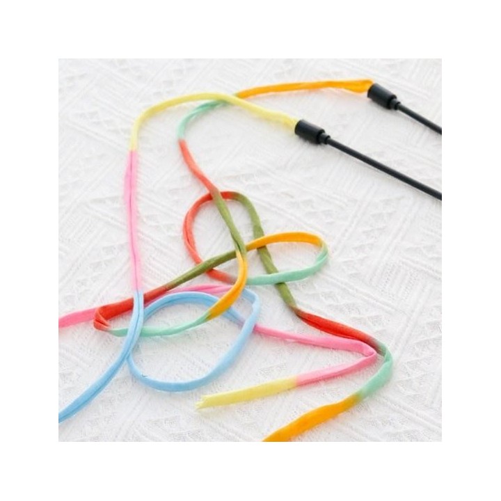 Katze Zauberstab Spielzeug Biss Resistent Band/Stoff Streifen Lange Stange Lustige Interaktive Helle Farbe Stress grün