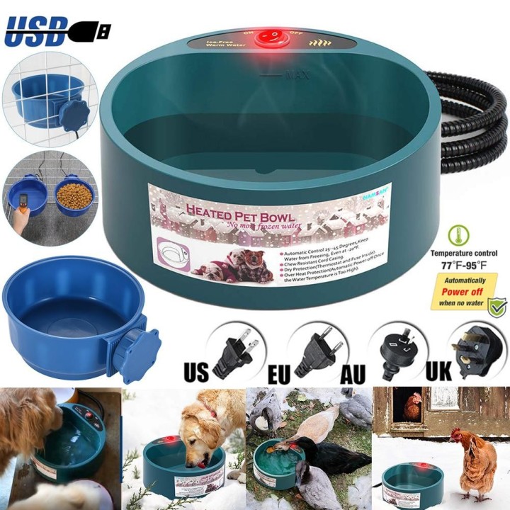 Beheizter Futternapf für den Außenbereich, beheizter Wassernapf für Hunde, Thermal-Bowl Punny Heiznapf USB blau