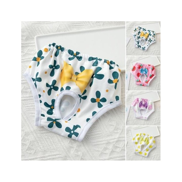 Haustier-Menstruationshose, bequeme, saugfähige Hundewindeln, verhindern Unordnung, atmungsaktive Shorts mit Cartoon-Muster,