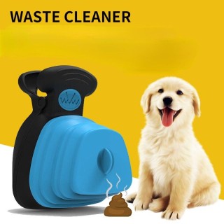 Hundekotsammler, faltbarer Kotschaufel mit einer Rolle, zersetzbare Beutel, Ausscheidungsreiniger, Haustierzubehör S blau