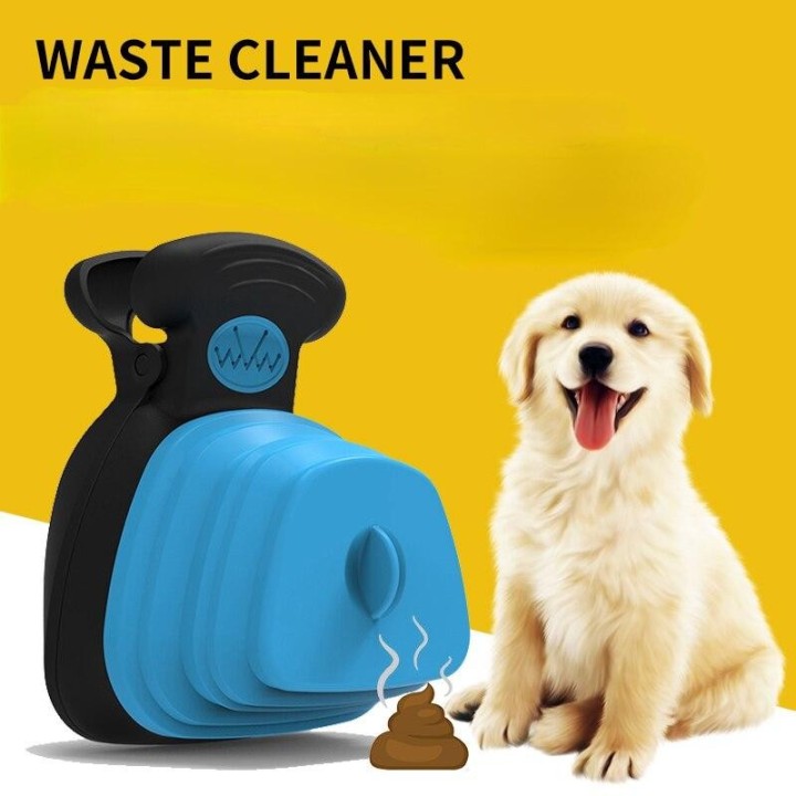Hundekotsammler, faltbarer Kotschaufel mit einer Rolle, zersetzbare Beutel, Ausscheidungsreiniger, Haustierzubehör S blau