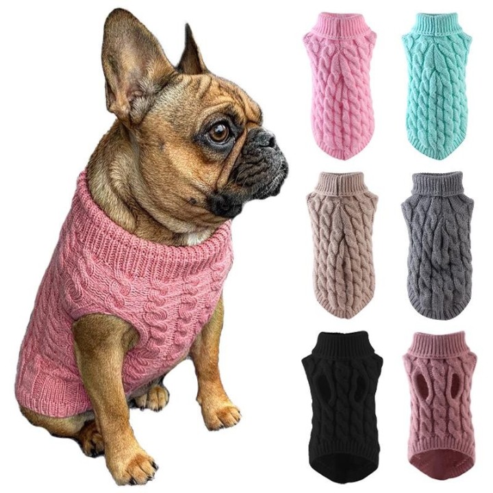 Warmer Hundepullover, Winter-Hundekleidung für Welpen, Katzen, Rollkragen, gestrickt, Chihuahua, Yorkie, Pullover, Weste, Hau