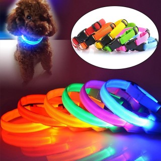 Nylon-LED-Haustier-Hundehalsband, Nachtsicherheit, blinkende, leuchtende Hundeleine, Hunde, leuchtende fluoreszierende Halsbä