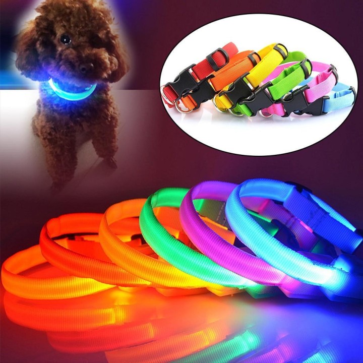 Nylon-LED-Haustier-Hundehalsband, Nachtsicherheit, blinkende, leuchtende Hundeleine, Hunde, leuchtende fluoreszierende Halsbä
