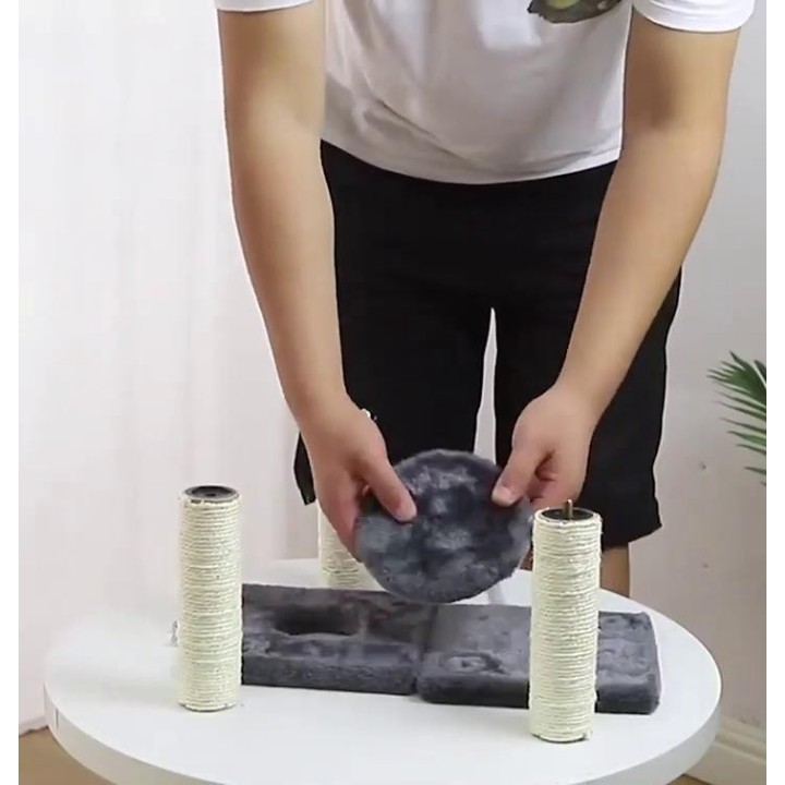 Kratzbaum für Hauskatzen, moderner Katzenturm mit Kratzbäumen aus Sisal, Katzenwohnung mit Plüschsitzstange, Kletterleiter un