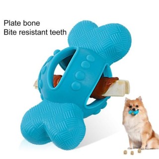 Interaktives Leckerli-Spender-Hundewelpenspielzeug, realistische Knochenform, beißfestes, robustes Kauspielzeug für Hunde, He