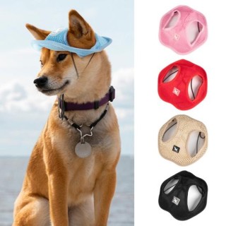 Haustier-Hut, atmungsaktiv, bequem, weich, Ohrloch-Design, für Hunde, Netz-Kopfbedeckung, Heimtierbedarf S rosa