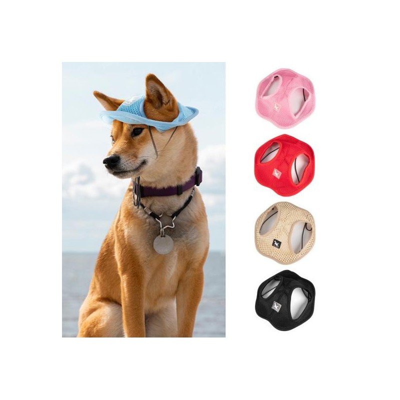 Haustier-Hut, atmungsaktiv, bequem, weich, Ohrloch-Design, für Hunde, Netz-Kopfbedeckung, Heimtierbedarf S rosa