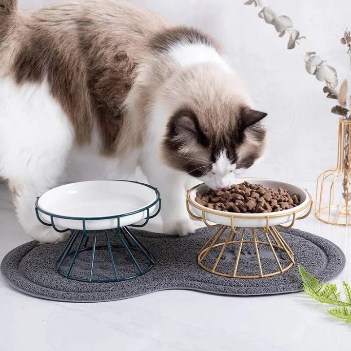Pet Keramik Schüssel Katze Lebensmittel Rack Konserven Hohe Fuß Snack Platte Anti-Zervikale Verstärkung Hund Schüssel Für Hau