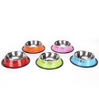 1PC Pet Feeding Bowl Anti-Skid Pet Hund Katze Lebensmittel Wasser Schüssel Fütterung Trinken Schüssel rosa