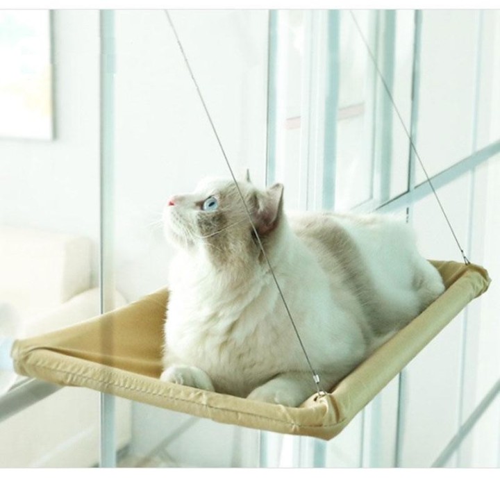 Praktische tragende 15-kg-Katzen-Sunny-Seat-Fensterinstallation, Haustier-Hängematte, bequeme Hängematte khaki