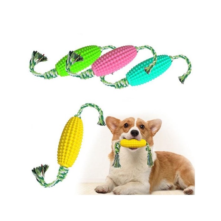 Spielzeug langlebig Maisform Hund Quietschspielzeug Bissfeste Zähne Reinigung Hund Molar Spielzeug Haustier see-blaue