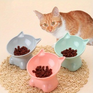 Pet Schüssel Große Kapazität Katzen Schüsseln Schrägen Mund Niedlichen Cartoon Katze Form Katze Hundefutter Spender Pet Feede