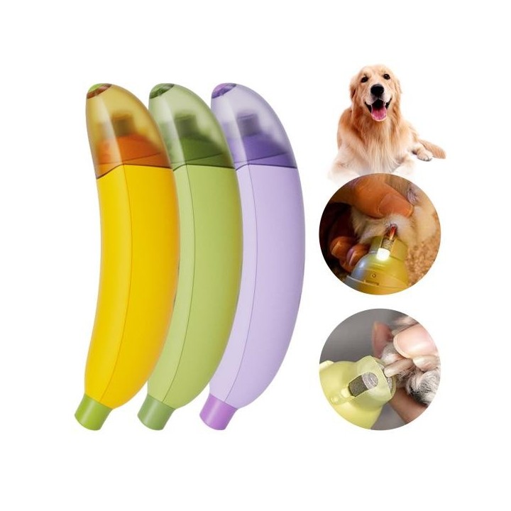 Grinder mit LED-Licht Banane geformt Haustier Hund Nagel Clipper Schmerzlos Trimmen Glätten