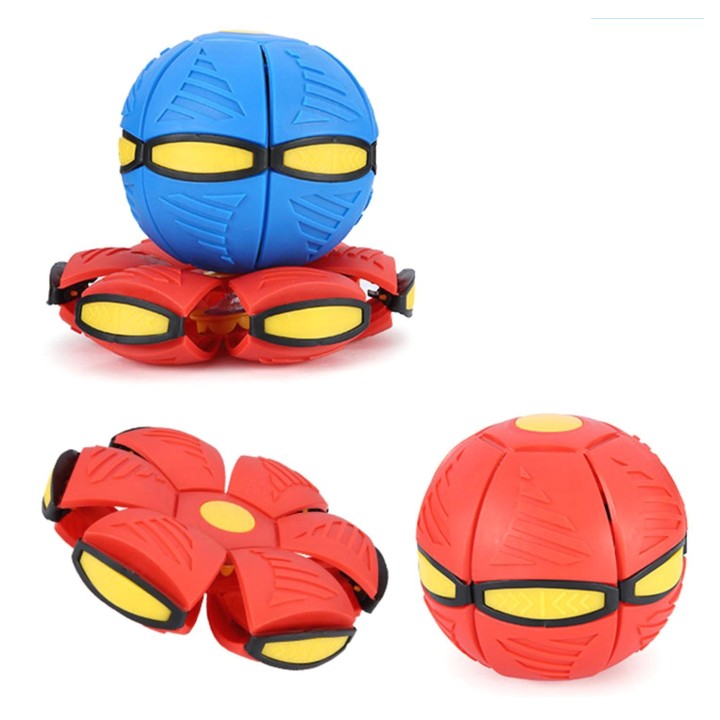 Flache Verformung Ball Fliegende Untertasse Form Spielzeug Outdoor Hüpfball Rebound Hüpfball Outdoor With Led Light rot